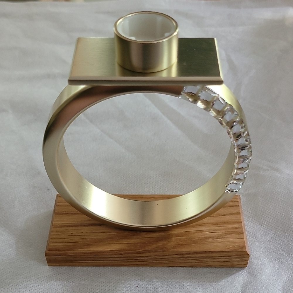 Elegant Swarovski Gold Candle Holder "African Sunset" with Crystal Accents